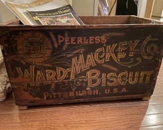 Antique wooden box Peerless Ward-Mackey Biscuit Co.