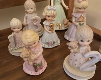 Vintage Lefton Birthday Girl Figurines