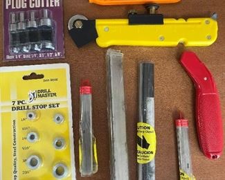 9+ Items Multiple Various Long Razors Two Rolling Cutters New 4 Piece Plug Cutter & 7 Piece Drill 