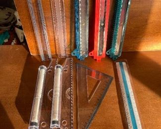 9 Pieces 3 Rulers 1 Triangle 2 Spherical Circular Rulers & 3 Notebook 3 Hole Puncher Binder Rulers 