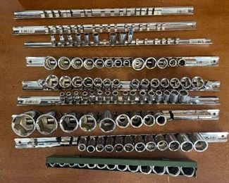 98 Piece Socket Set Various Sizes All in Great Shape with Socket Organizers