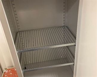 Metal Container with Shelves with Door All in Good Condition