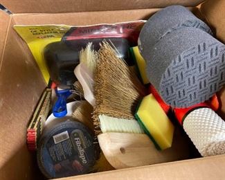 Box of Mixed Various Supplies Big Brushes New Some Painting Supplies Mirror Head and Much More