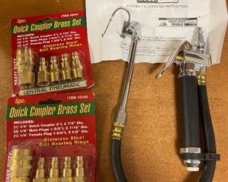 NEW Air Inflator with Stick Gauge Model 90670 Plus 2 Quick Coupler Brass Sets Item 42444 