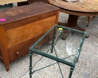 Antique blanket chest
Metal and glass side table