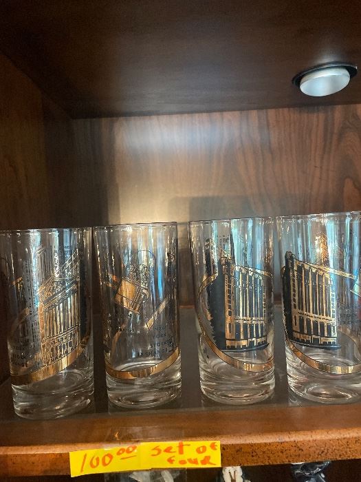 American stock exchange set of four vintage glasses $100