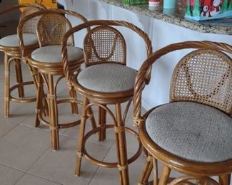 4 Rattan Bar Stools