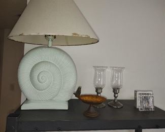 Lamp, Candle Holders, Dish with bird