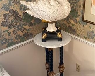 stunning swan and matching marble pedestal (have your own marble fawn)