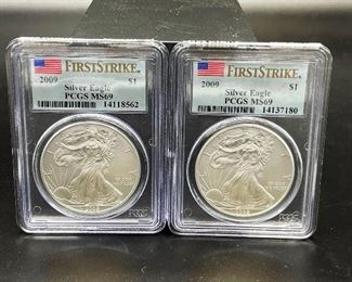 2009 First Strike MS69 Silver Eagle Dollars