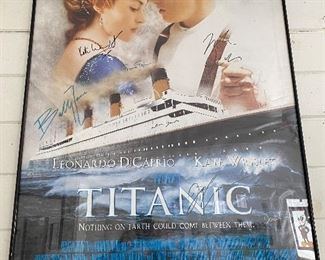 Signed Titanic poster - Kate Winslet, Leo DiCaprio, and other cast members.