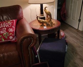 End Table, Lamp, Collectibles and Stool