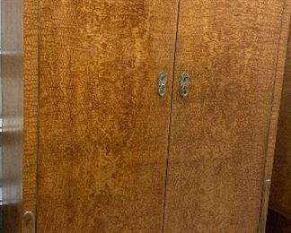 1920 Austrian Burl Elm Armoire W Clothes Rod. 71"H x 48"W.