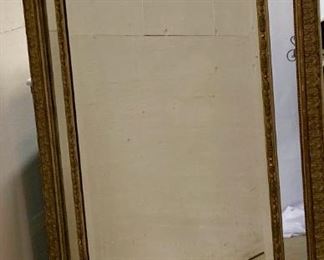 Gold Gilt Cushion Mirror Ca 1890. 67"H x 3"D x 42"W.