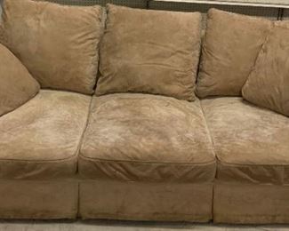 Custom-made Nova Suede Sofa. 96"L x 39"H x 45"D.