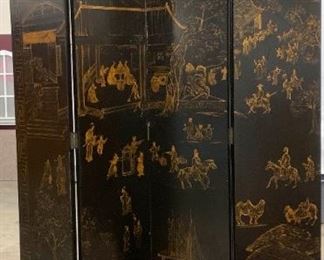 Asian-Themed 4 Panel Room Screen (Lot B). Each screen is 103"H x each panel is 17" W. There are 4 panels.