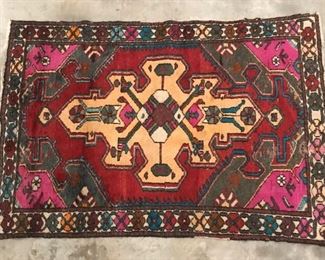 6’6” X 4’7” Red, Pink, & Teal Small Area Rug