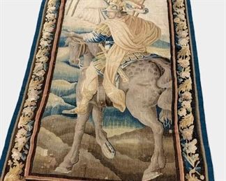 C17 Alexander The Great On Horseback Brussels Aubusson Tapestry. 94"L x  47"W.