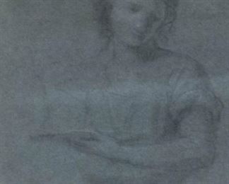 55	Nicolas Bernard Lepicie Charcoal on Paper	Nicolas Bernard Lepicie (Paris, 1735-1785) charcoal drawing on paper, "Study of a Young Man". Sight: 4" H x 3 1/2" W. Frame: 8 1/2" H x 6 1/2" W. Label on verso: "From Walter Schatzki, New York."
