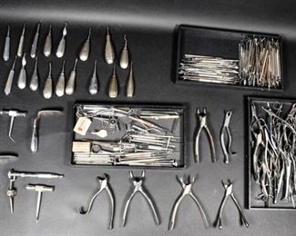 339	Large Lot of Vintage Dental Tools	Large lot of vintage metal dental tools. Some with rust and wear.
