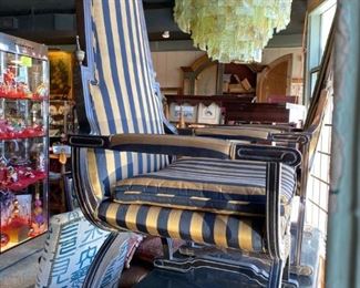 Cool pair of gold and black striped chairs