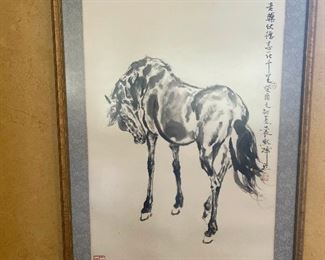 Asian Horse Painting And Chair Sketch