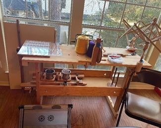 Fiber Arts Table With Spindle