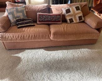 Salmon Cloth Couch and Love Seat