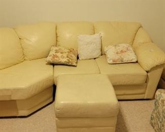 2 piece leather couch with ottoman 