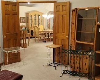 Multiple items: TV stand, display/China hutch, side tables, dining room table and matching hutch