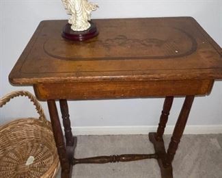 Stenciled Top Wooden Side Table
