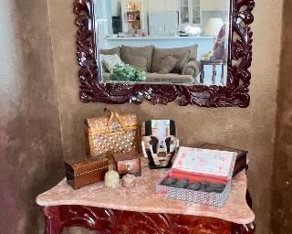 Rosewood Carved Console Table,   Rosewood Carved Mirror