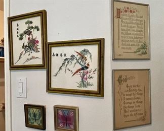 Needlepoint Butterfly Pictures, Framed Silk-thread Pictures 