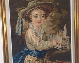 Little Boy Framed Needlepoint Point 