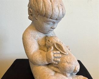 Austin Productions sculpture, 'Boy and Bunny Rabbit"