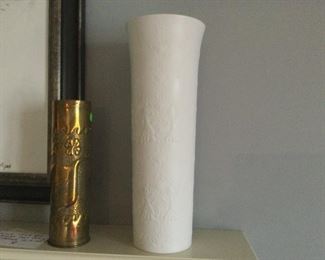 World War 1 Trench Art Vase and tall Rosenthal Vase