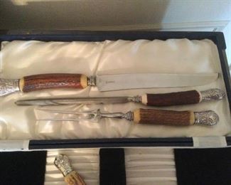 Sanderson Antler Carving set with sterling tips.  $250.  Accepting offers prior to sale.