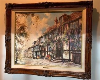 Marty Bell framed lithograph (“The Mermaid Inn”) on canvas, #311 of 1100