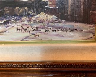 Marty Bell framed lithograph (“The Mermaid Inn”) on canvas, #311 of 1100; signed and numbered