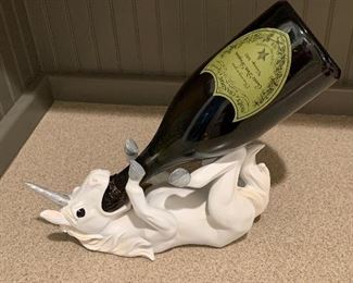 Unicorn bottle holder with a decorative bottle