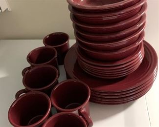 Cranberry colored Fiestaware 
24 piece set