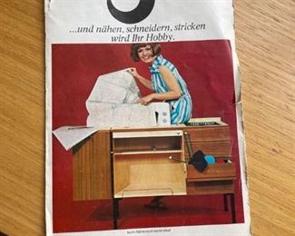 Very rare Horn Moebel  MCM sewing station, with Pfaff machine. CLEAN, extremely hard to find! 