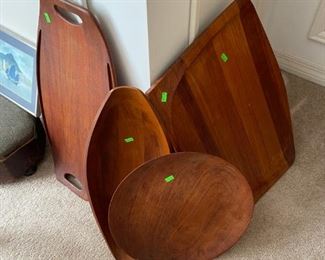 Jens Quistgaard teak / rosewood Dansk trays. 