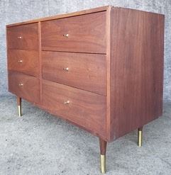 Mid Century Modern Six Drawer Dresser 