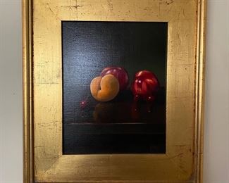 Oil Painting - "Apricot, Cherries & Nectarines" by Cleveland Morris