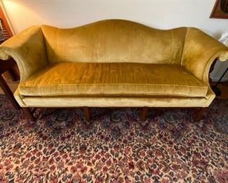 Velvet Chippendale sofa