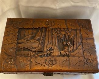 Hand carved wood box