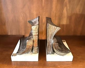 Onyx and metal bookends