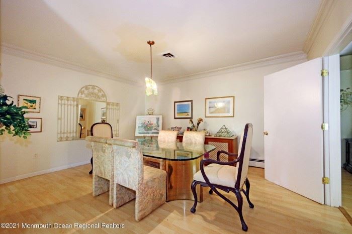 Glass Top Dining room table with unique base and MCM side board