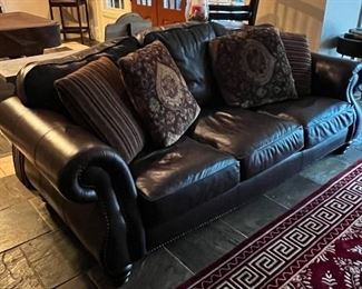 basement living leather sofa